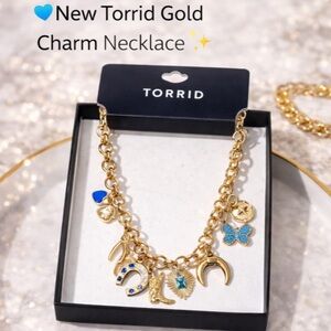 Torrid Gold Necklace with Blue Charms